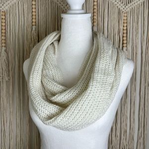 Knit Infinity Scarf - Cream with Metallic Accent